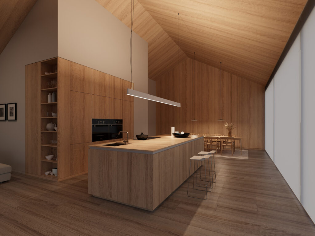 Lichthuis Mol lichtstudie keukenruimte hout